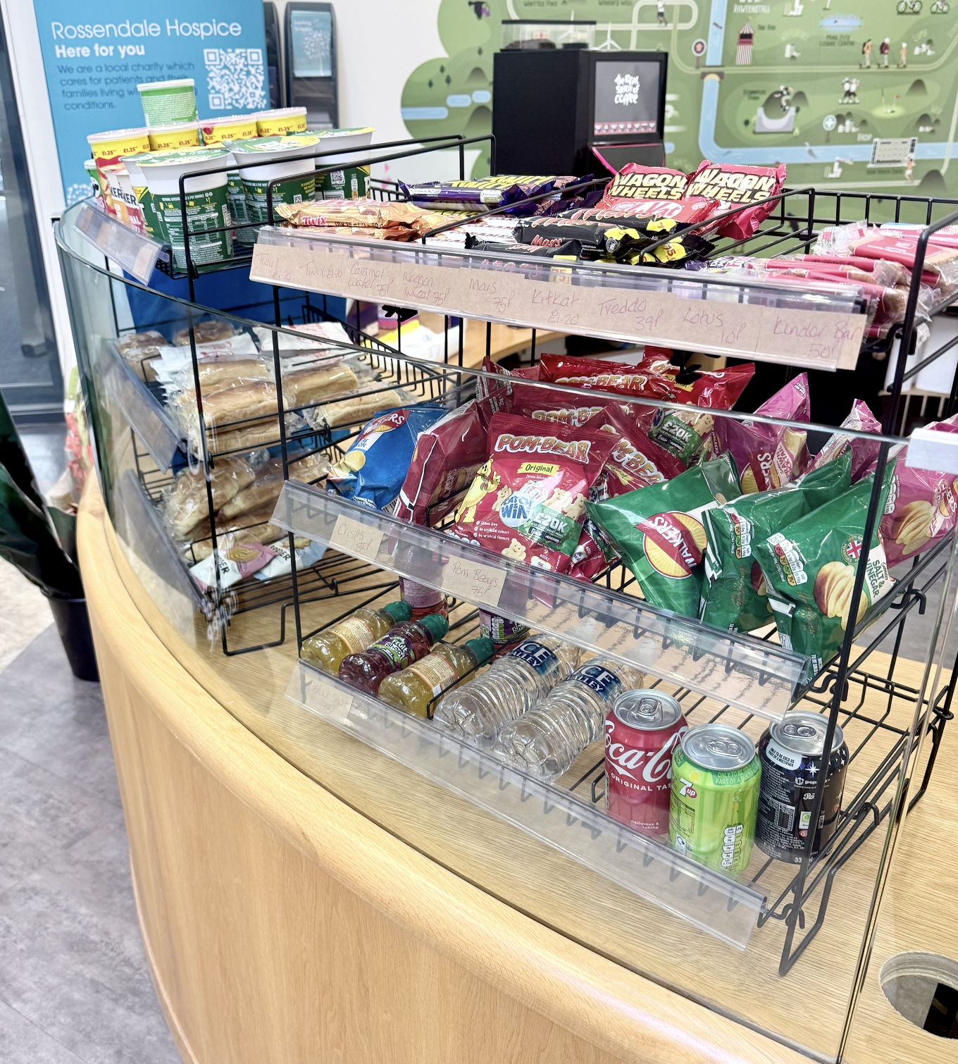 hospice cup coffee counter snacks